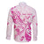 Personalised Breast Cancer Awareness Family Matching Puletasi and Hawaiian Shirt Ribbon Polynesian Pattern White Version