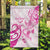 Breast Cancer Awareness Garden Flag Ribbon Polynesian Pattern White Version