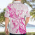 Personalised Breast Cancer Awareness Hawaiian Shirt Ribbon Polynesian Pattern White Version