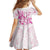 Personalised Breast Cancer Awareness Kid Short Sleeve Dress Ribbon Polynesian Pattern White Version