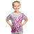 Personalised Breast Cancer Awareness Kid T Shirt Ribbon Polynesian Pattern White Version