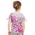 Personalised Breast Cancer Awareness Kid T Shirt Ribbon Polynesian Pattern White Version