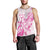 Personalised Breast Cancer Awareness Men Tank Top Ribbon Polynesian Pattern White Version