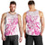 Personalised Breast Cancer Awareness Men Tank Top Ribbon Polynesian Pattern White Version