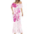 Personalised Breast Cancer Awareness Mermaid Dress Ribbon Polynesian Pattern White Version