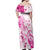 Personalised Breast Cancer Awareness Off Shoulder Maxi Dress Ribbon Polynesian Pattern White Version