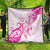 Breast Cancer Awareness Quilt Ribbon Polynesian Pattern White Version