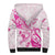 Personalised Breast Cancer Awareness Sherpa Hoodie Ribbon Polynesian Pattern White Version