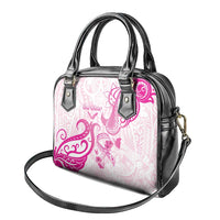 Breast Cancer Awareness Shoulder Handbag Ribbon Polynesian Pattern White Version LT05 - Polynesian Pride
