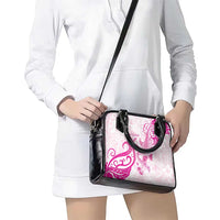 Breast Cancer Awareness Shoulder Handbag Ribbon Polynesian Pattern White Version LT05 - Polynesian Pride