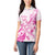 Personalised Breast Cancer Awareness Women Polo Shirt Ribbon Polynesian Pattern White Version