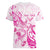 Personalised Breast Cancer Awareness Women V-Neck T-Shirt Ribbon Polynesian Pattern White Version