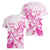 Personalised Breast Cancer Awareness Women V-Neck T-Shirt Ribbon Polynesian Pattern White Version