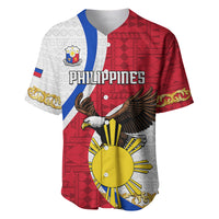 Personalized Philippines Baseball Jersey The Eight-Rayed Sun Bald Eagle Polynesian Pattern LT05 Red - Polynesian Pride