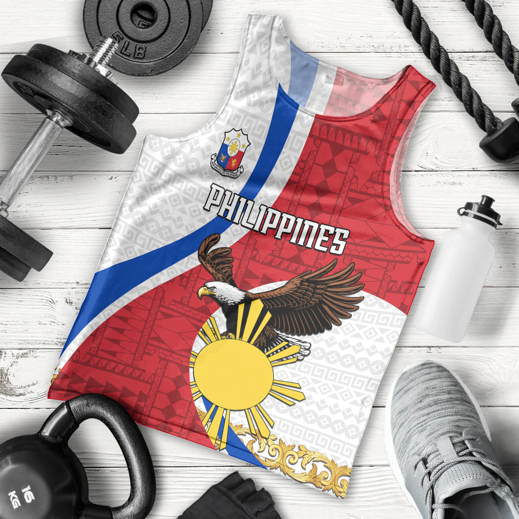 Personalized Philippines Men Tank Top The Eight-Rayed Sun Bald Eagle Polynesian Pattern LT05 Red - Polynesian Pride