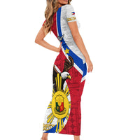 Personalized Philippines Short Sleeve Bodycon Dress The Eight-Rayed Sun Bald Eagle Polynesian Pattern LT05 - Polynesian Pride
