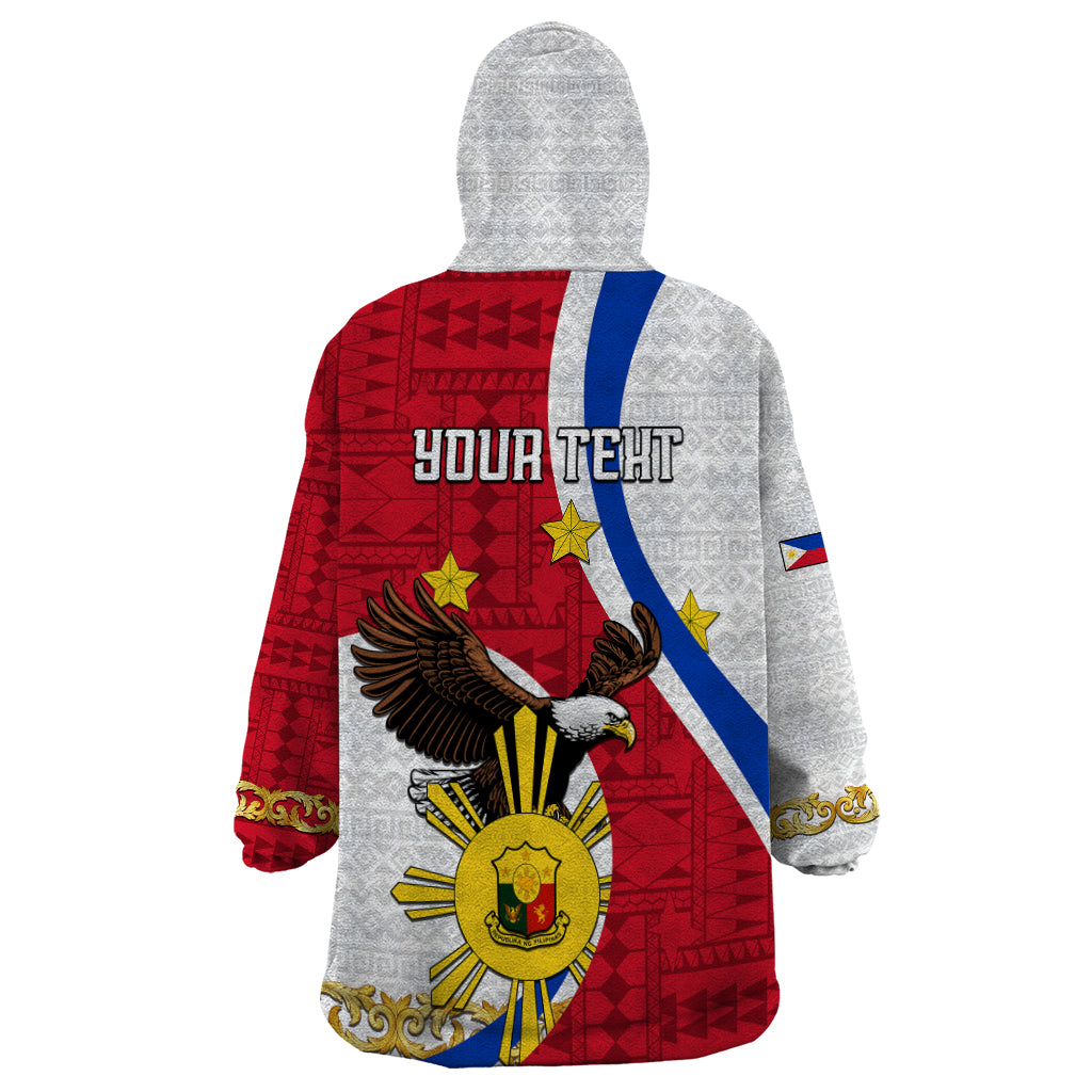 Personalized Philippines Wearable Blanket Hoodie The Eight-Rayed Sun Bald Eagle Polynesian Pattern LT05 - Polynesian Pride