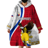 Personalized Philippines Wearable Blanket Hoodie The Eight-Rayed Sun Bald Eagle Polynesian Pattern LT05 - Polynesian Pride