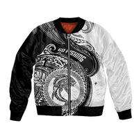 Go Fishing Bomber Jacket Polynesian Pattern LT05 Unisex Black - Polynesian Pride
