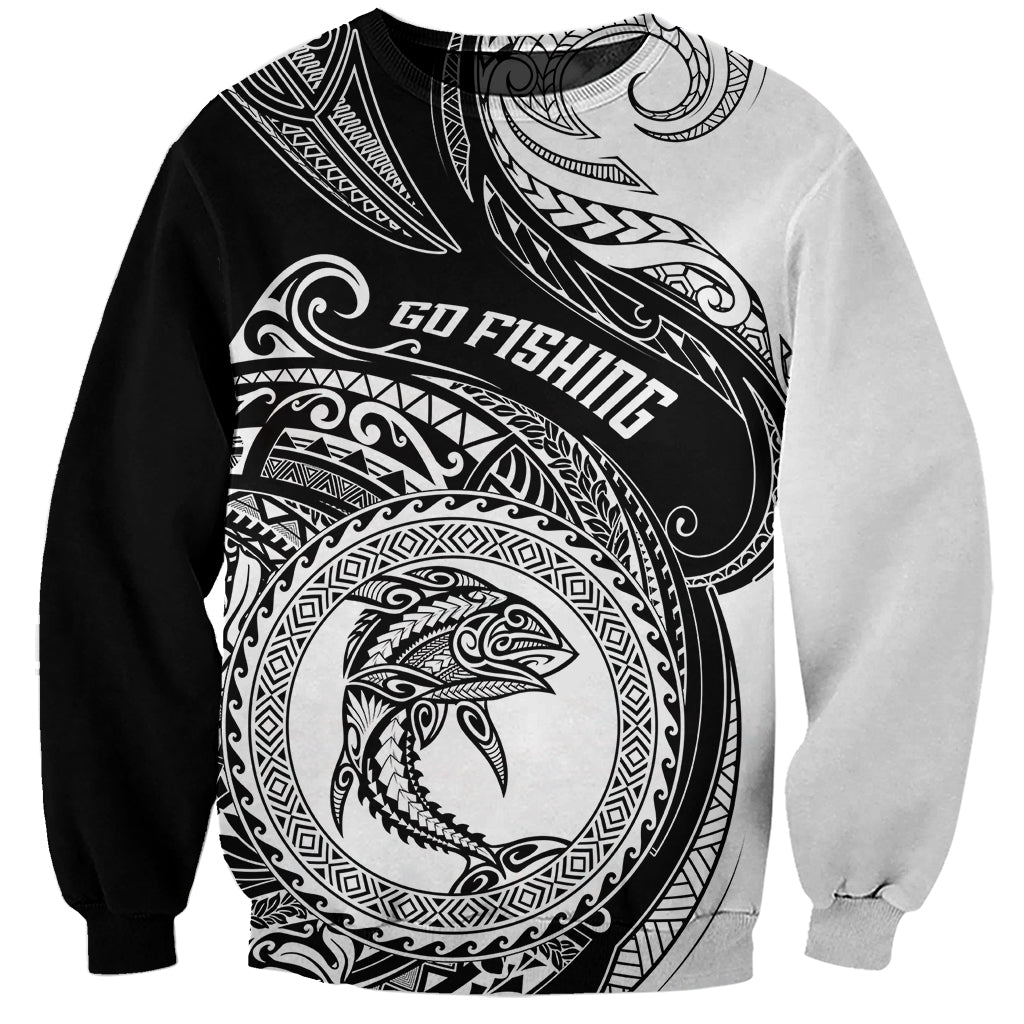Go Fishing Sweatshirt Polynesian Pattern LT05 Unisex Black - Polynesian Pride