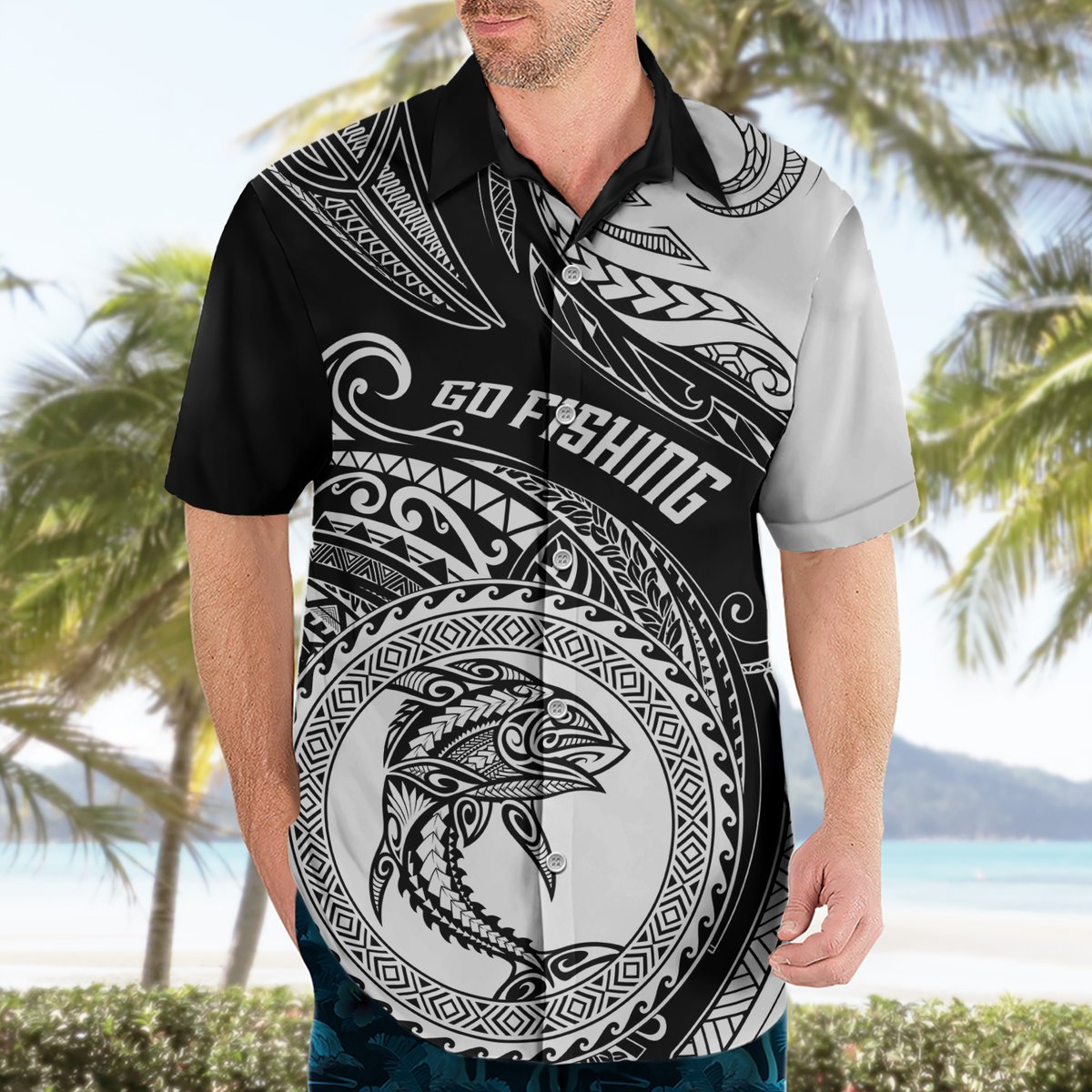 Personalized Go Fishing Hawaiian Shirt Polynesian Pattern LT05 - Polynesian Pride
