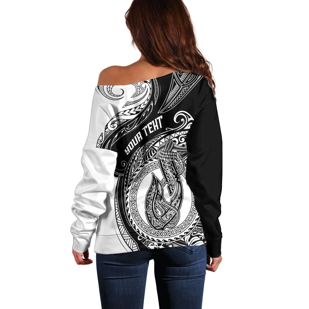 Personalized Go Fishing Off Shoulder Sweater Polynesian Pattern LT05 - Polynesian Pride