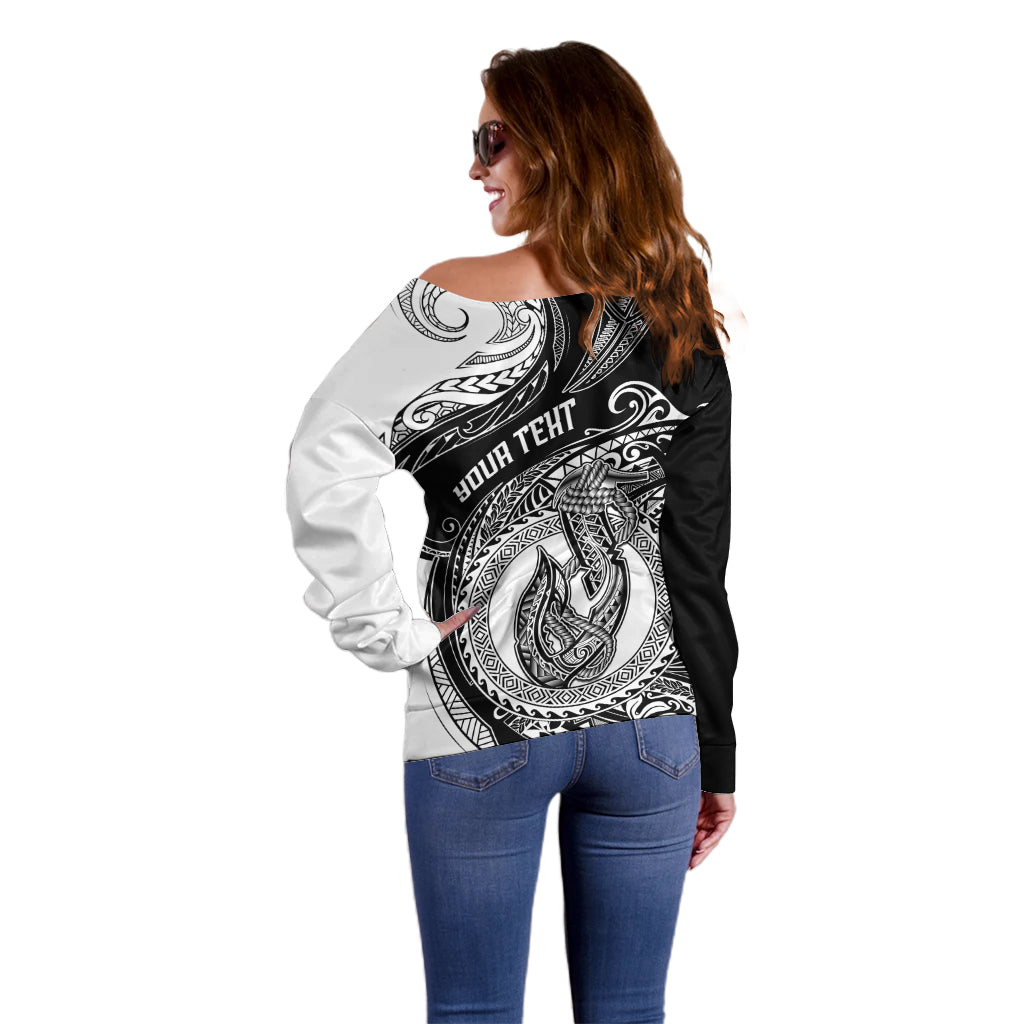 Personalized Go Fishing Off Shoulder Sweater Polynesian Pattern LT05 - Polynesian Pride