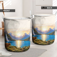 New Zealand Flag Laundry Basket Scenic Nature