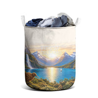 New Zealand Flag Laundry Basket Scenic Nature
