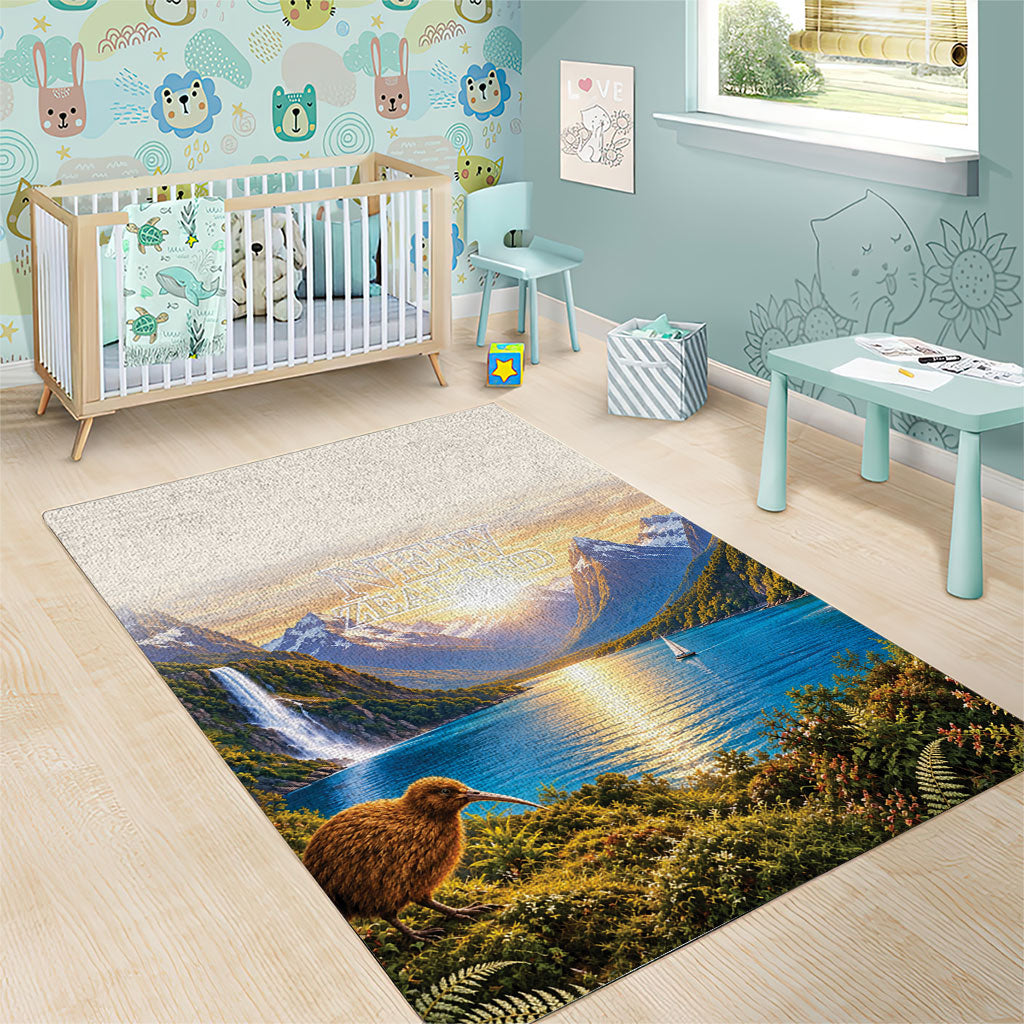 New Zealand Flag Area Rug Scenic Nature
