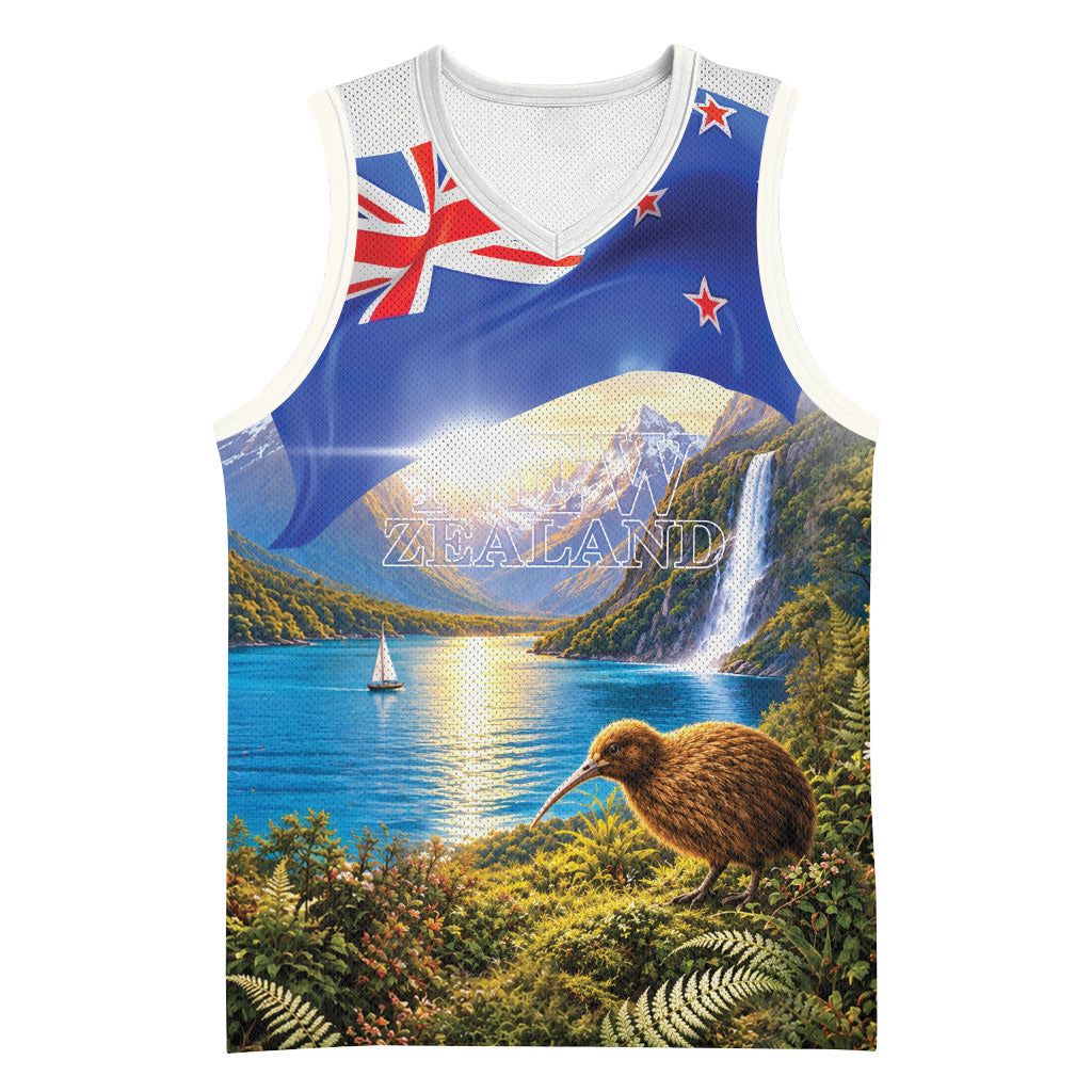 New Zealand Flag Basketball Jersey Scenic Nature