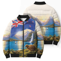 New Zealand Flag Bomber Puffer Jacket Scenic Nature