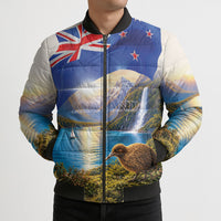 New Zealand Flag Bomber Puffer Jacket Scenic Nature