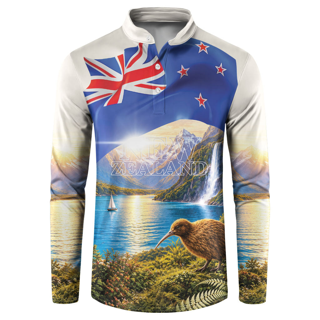 New Zealand Flag Button Sweatshirt Scenic Nature