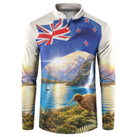 New Zealand Flag Button Sweatshirt Scenic Nature