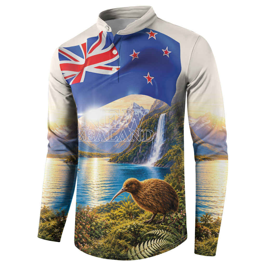 New Zealand Flag Button Sweatshirt Scenic Nature