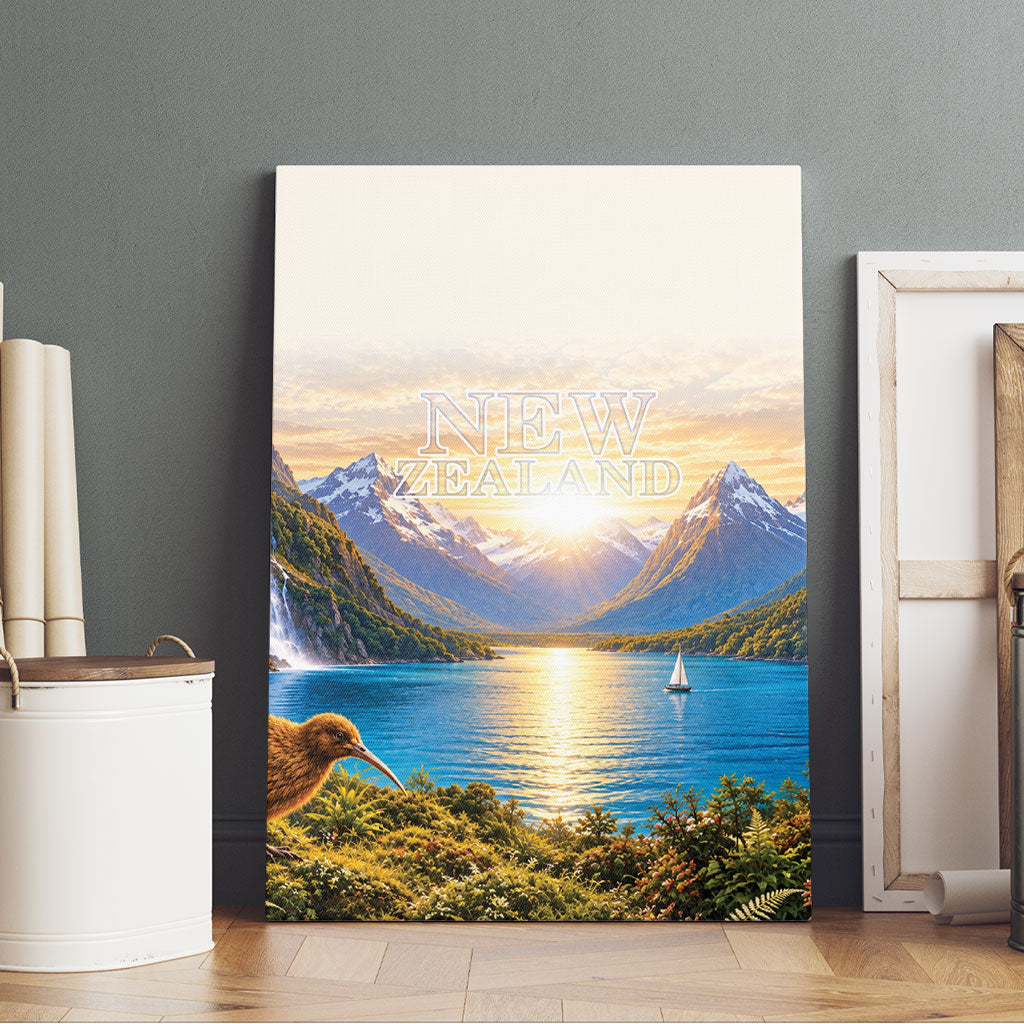 New Zealand Flag Canvas Wall Art Scenic Nature