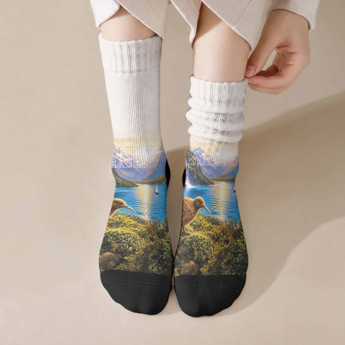 New Zealand Flag Crew Socks Scenic Nature