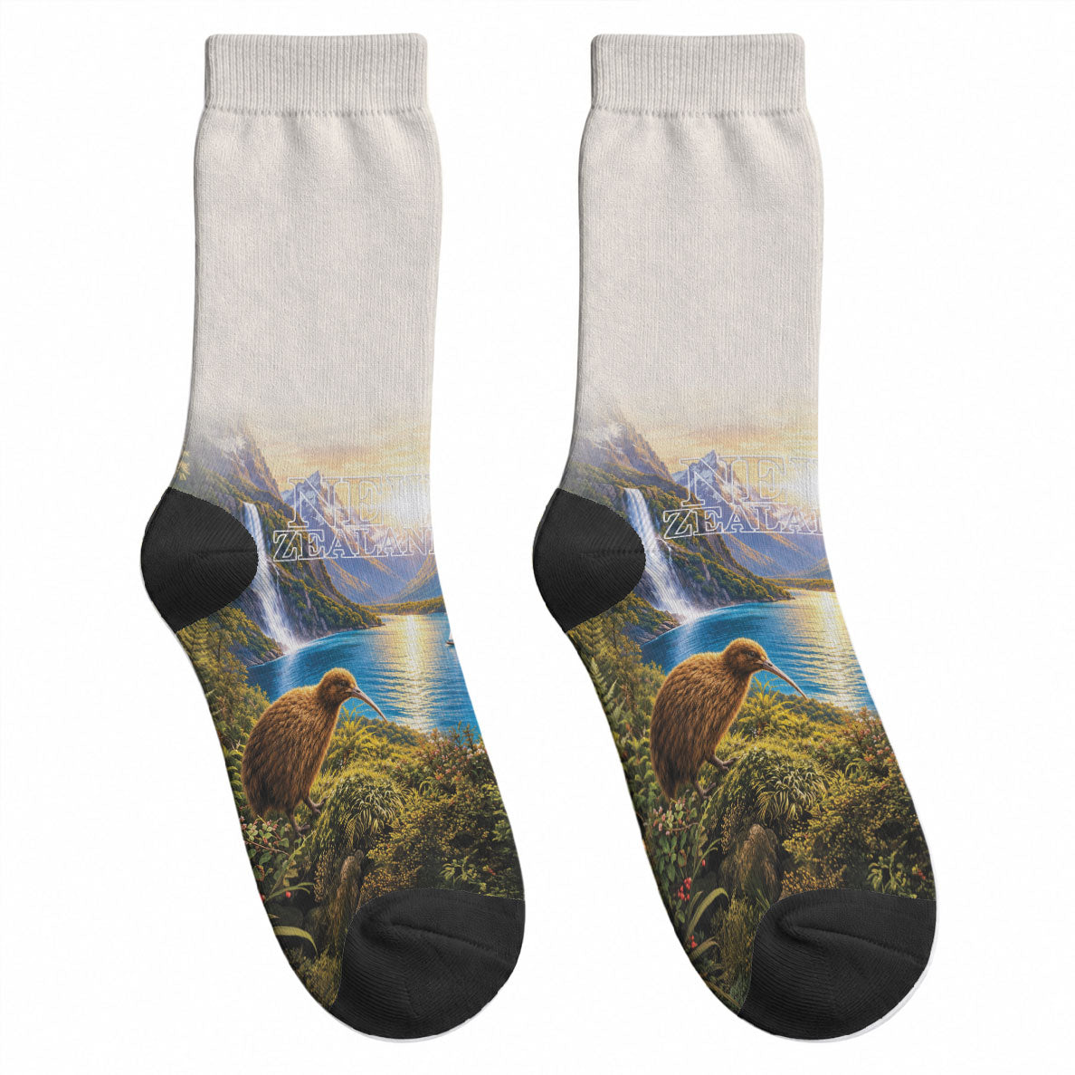 New Zealand Flag Crew Socks Scenic Nature