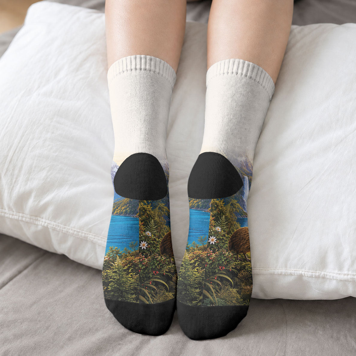 New Zealand Flag Crew Socks Scenic Nature