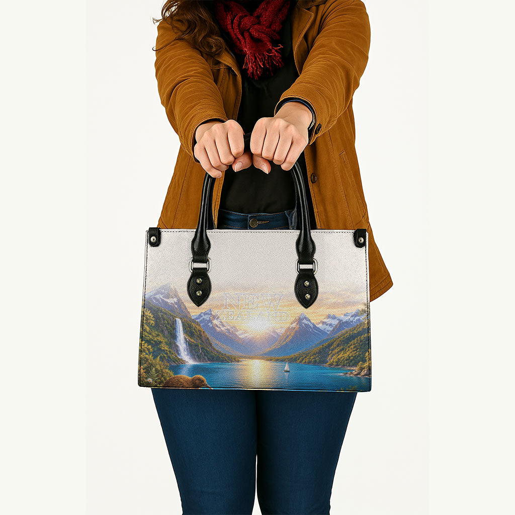 New Zealand Flag Leather Bag Scenic Nature