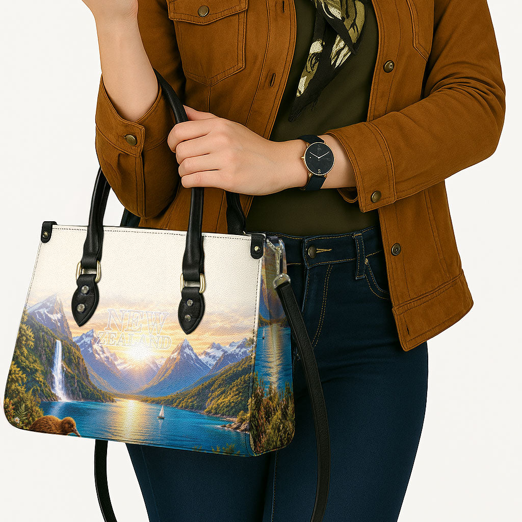 New Zealand Flag Leather Bag Scenic Nature