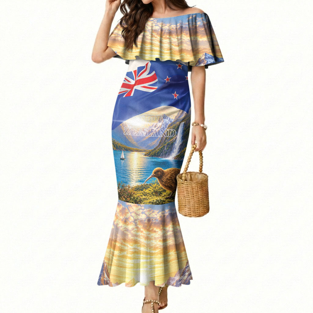 New Zealand Flag Mermaid Dress Scenic Nature LT05 Women Multicolor - Polynesian Pride