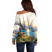 New Zealand Flag Off Shoulder Sweater Scenic Nature