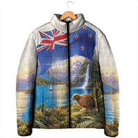 New Zealand Flag Padded Jacket Scenic Nature