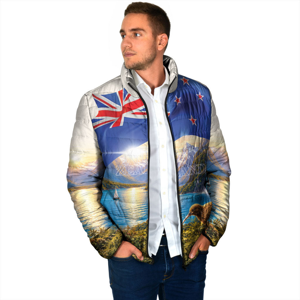 New Zealand Flag Padded Jacket Scenic Nature