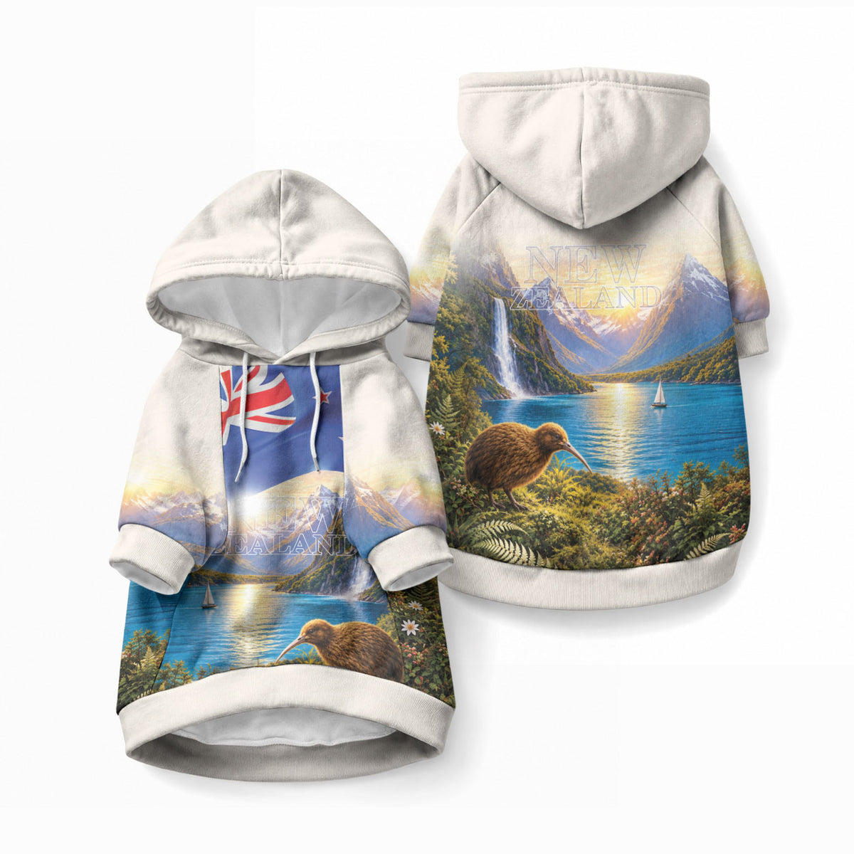 New Zealand Flag Pet Hoodie Scenic Nature LT05 Pullover Multicolor - Polynesian Pride