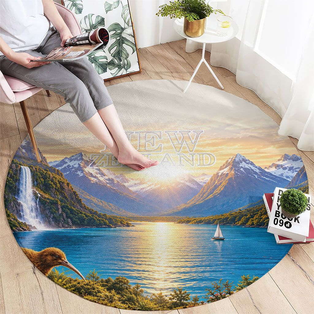 New Zealand Flag Round Carpet Scenic Nature