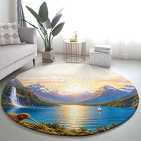 New Zealand Flag Round Carpet Scenic Nature