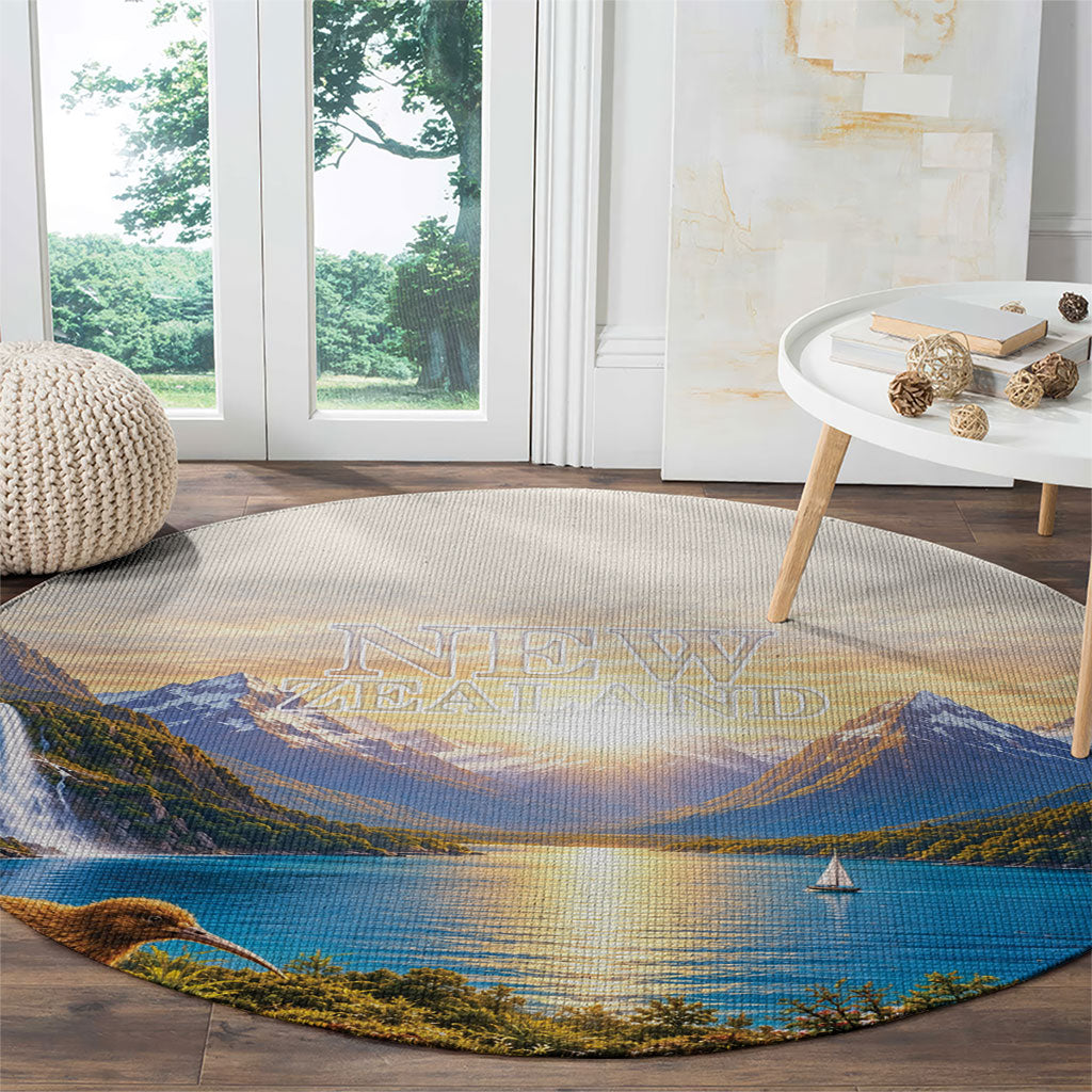 New Zealand Flag Round Carpet Scenic Nature